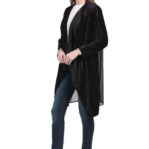 ANDREA JOVINE Velvet Duster Black Size L Brand New - Picture 1 of 7